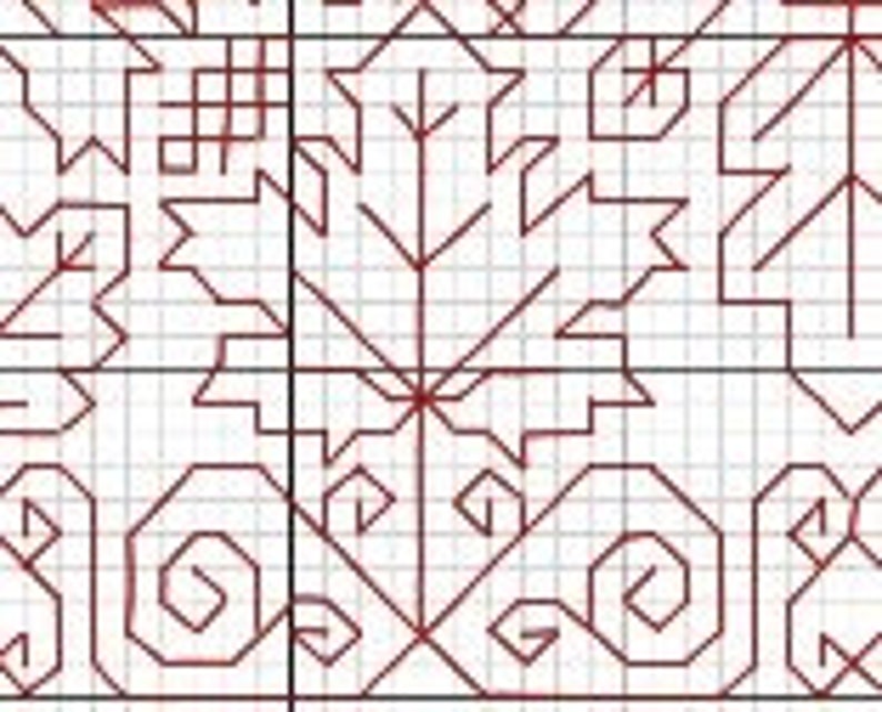 以下が含まれることがあります： 茶色と白のクロスステッチパターンで、花柄のデザインです。パターンは左右対称で、中央に4枚の花びらを持つ花があります。