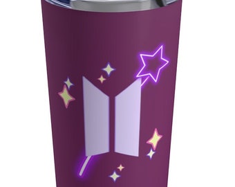 Personalized Stainless Tumbler with BTS Inspired Design, Maroon, 20oz