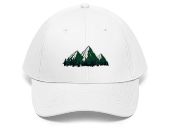 Adventure Await Hat, Adventure Baseball Cap, Mountain Lover, Gift for Nature Lover, Gift for Hiker, Birthday Gift, Hiking Unisex Twill Hat