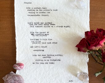 Typewriter Poem Prints | Wall Art Decor | Original Poems | Spilled Ink | Poetry Poster | Dark Writing | Self Published