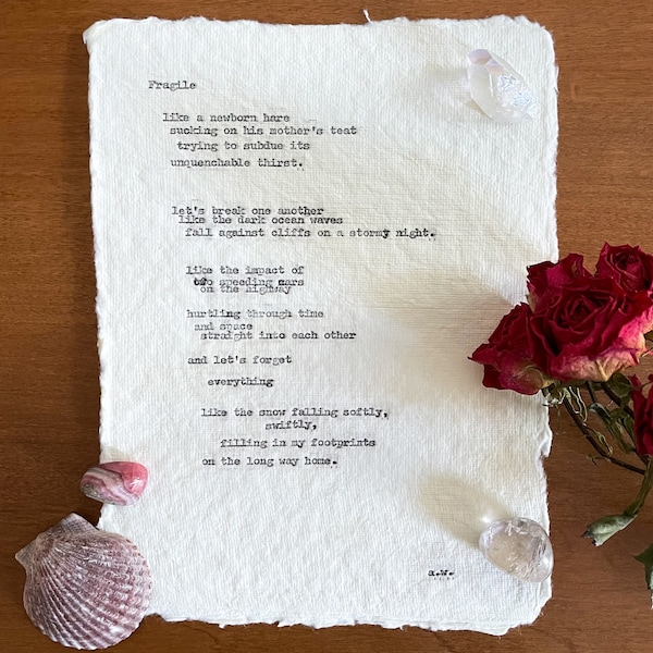 Typewriter Poem Prints | Wall Art Decor | Original Poems | Spilled Ink | Poetry Poster | Dark Writing | Self Published