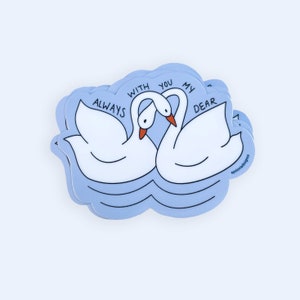 Adesivo Swan Love / Sempre con te, mio caro / Adesivo in vinile carino per coppie / Regalo di anniversario / Adesivo per diario romantico