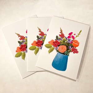 Set mit 3 klassischen schönen Geburtstagskarten-Blumenstrauß-eleganter Blumenkarte für sie, anpassbare schriftliche Notiz, die auf der Innenseite leer ist, für besondere Anlässe