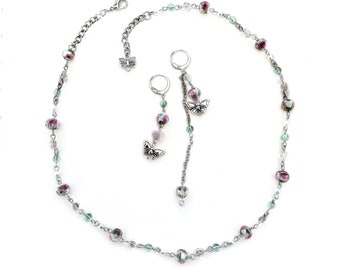 Delicada colección de joyas de primavera / Juego de collares de pendientes Fairycore no coincidentes / Joyería coqueta / Regalo para ella / Joyería de fiesta caprichosa