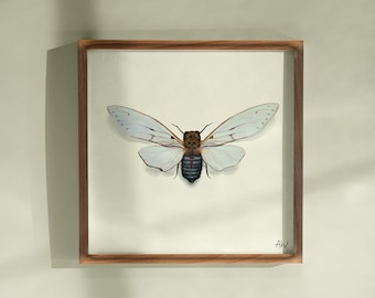 Impresión de arte de cigarra fantasma / Decoración de entomología única / Cartel botánico / Impresión de arte de insectos / Regalo para amantes de las rarezas