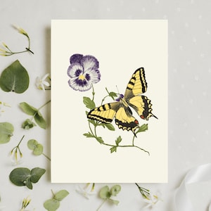 Eine wunderschöne Geburtstagskarte mit Stiefmütterchen | Elegante Blumenkarte für Sie | Anpassbare schriftliche Notiz innen leer | Besonderer Anlass
