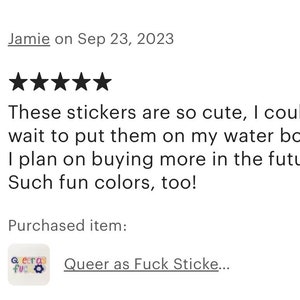 Queer as Fuck Sticker Funny LGBTQ Pride Decal 25% of Proceeds Donated LGBTQ Colorful Gay Laptop Stickers Journaling Stickers zdjęcie 7