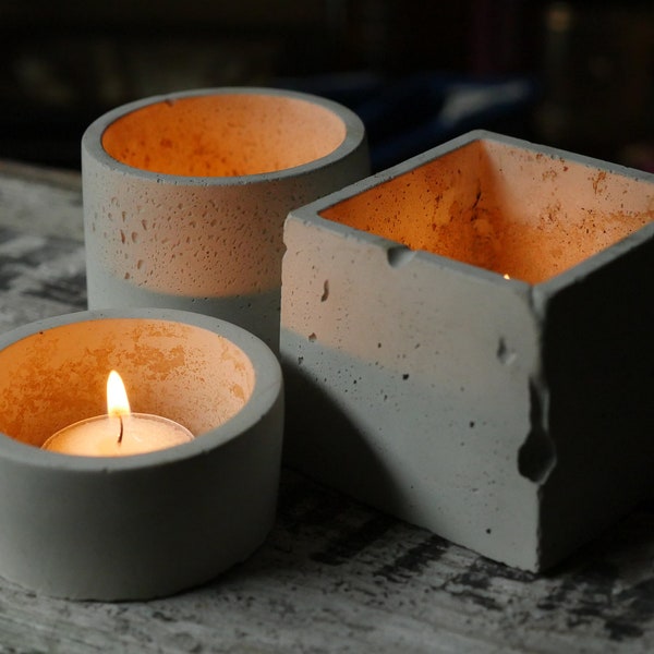 Cement Candle Holder Etsy