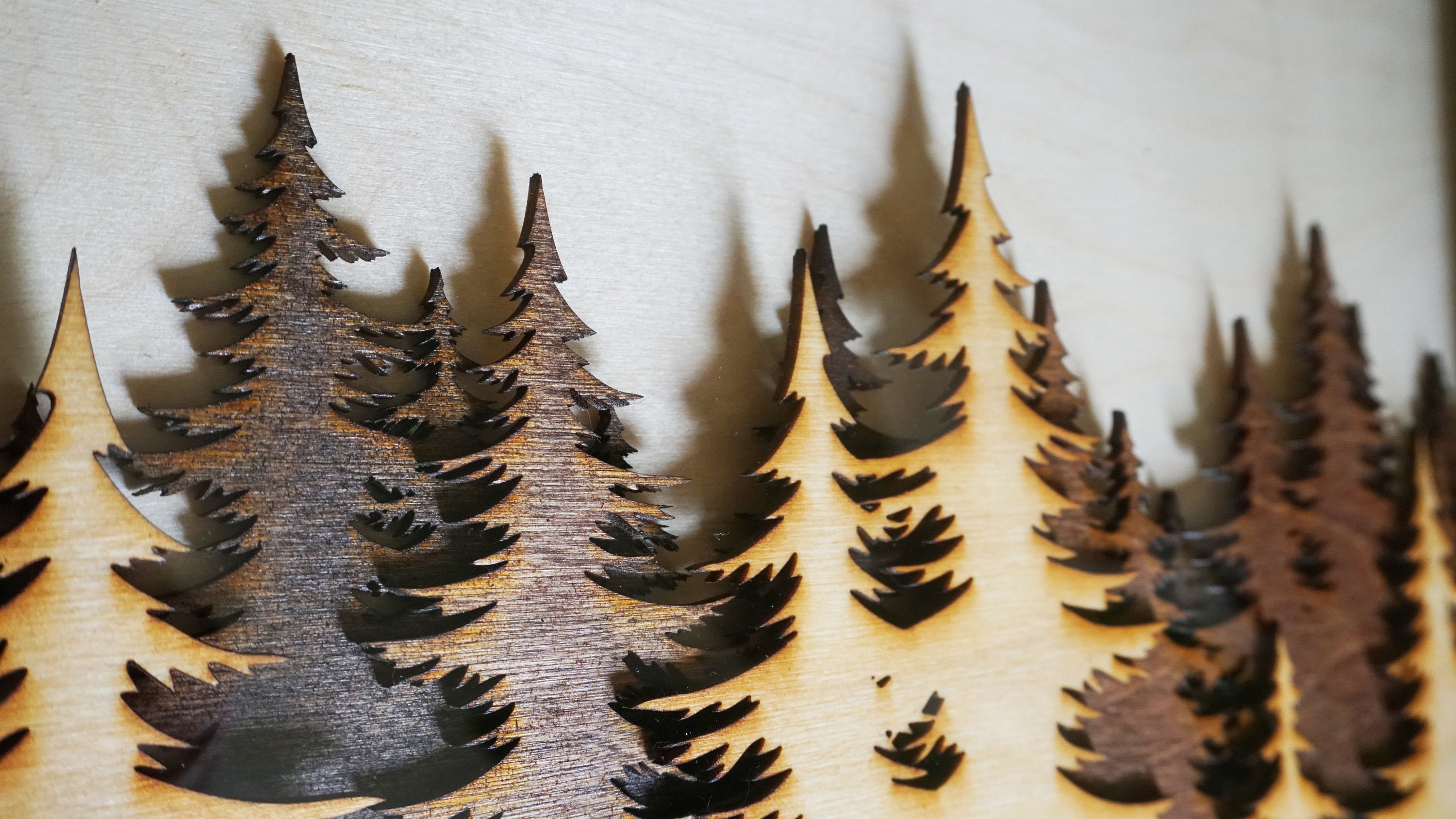 Nature Forest Wall Decor Pine Tree Layered Art Framed Etsy