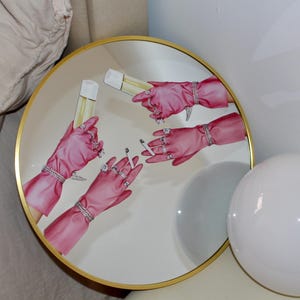 Pink Gloves and Jewels Mirror | Artistic Funky Decorative Mirror