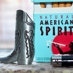 Silver Cowboy Boot Embossed Mini Bic Lighter Holder Case | Western Style Gift