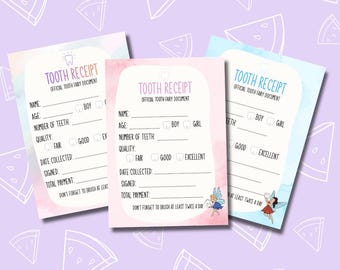 Tooth Fairy Receipt Cards – Pack of 10, Keepsake Document (220gsm Card)
