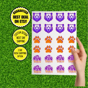 Custom Team Mascot Temporary Tattoos, School Spirit tattoos, Your Team tattoos, football, volleyball, basketball, baseball, cheer tattoos