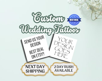 Custom Wedding Temporary Tattoos, Personalized Wedding Favors, Bridal Party & Guest Tattoos, Photo Booth Tattoos, Bulk Wedding Tattoo favors