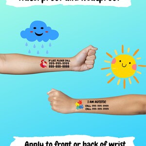 Child Safety ID Temporary Tattoo – Emergency Contact tattoos, If Lost tattoos, Disneyland, Disney World, Medical Alert tattoos image 8