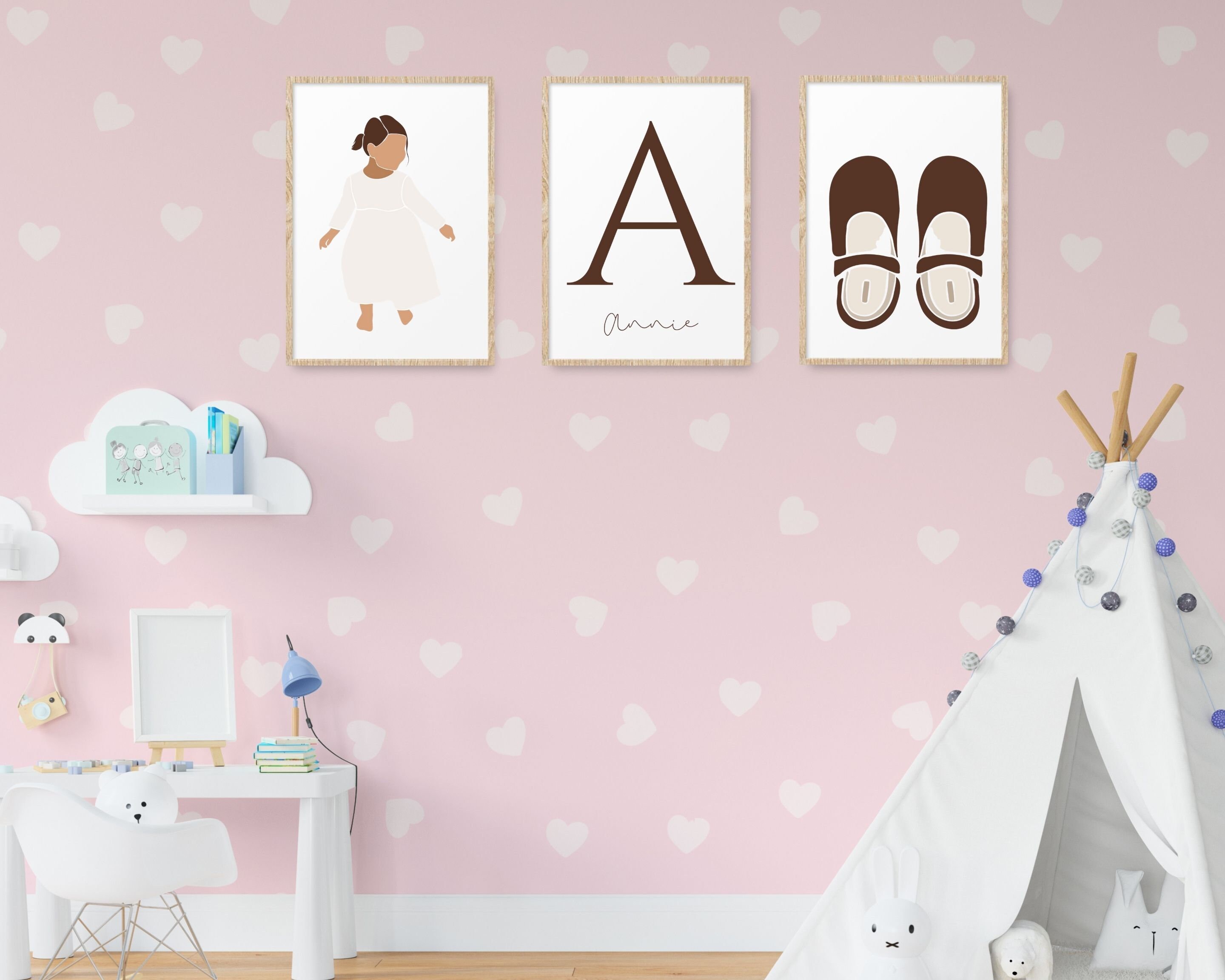 Conjunto de decoración de vivero de la niña de 3 con opción de | Etsy