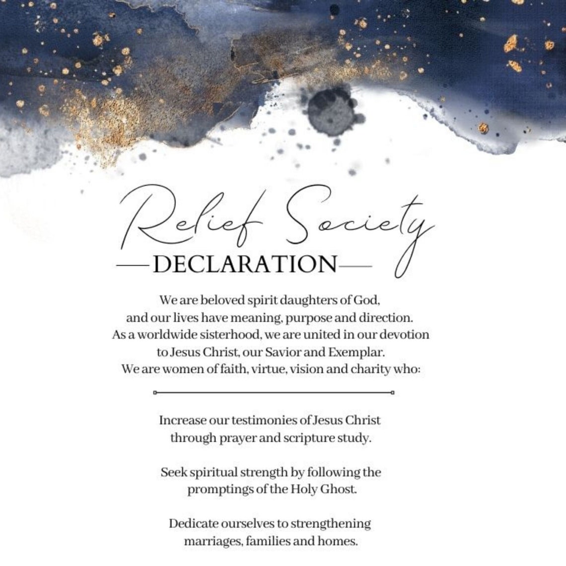 Relief Society Declaration Digital Print LDS Blue Indigo and Etsy