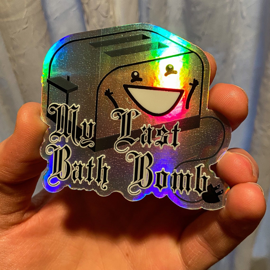 My Last Bath Bomb holographic Sticker - Etsy