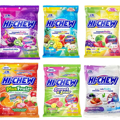 Hi-Chew Bag Morinaga Fruit Chew Japanese Soft Chewy Candy Assorted Flavors You Choose 3.53 oz. 20pc each bag