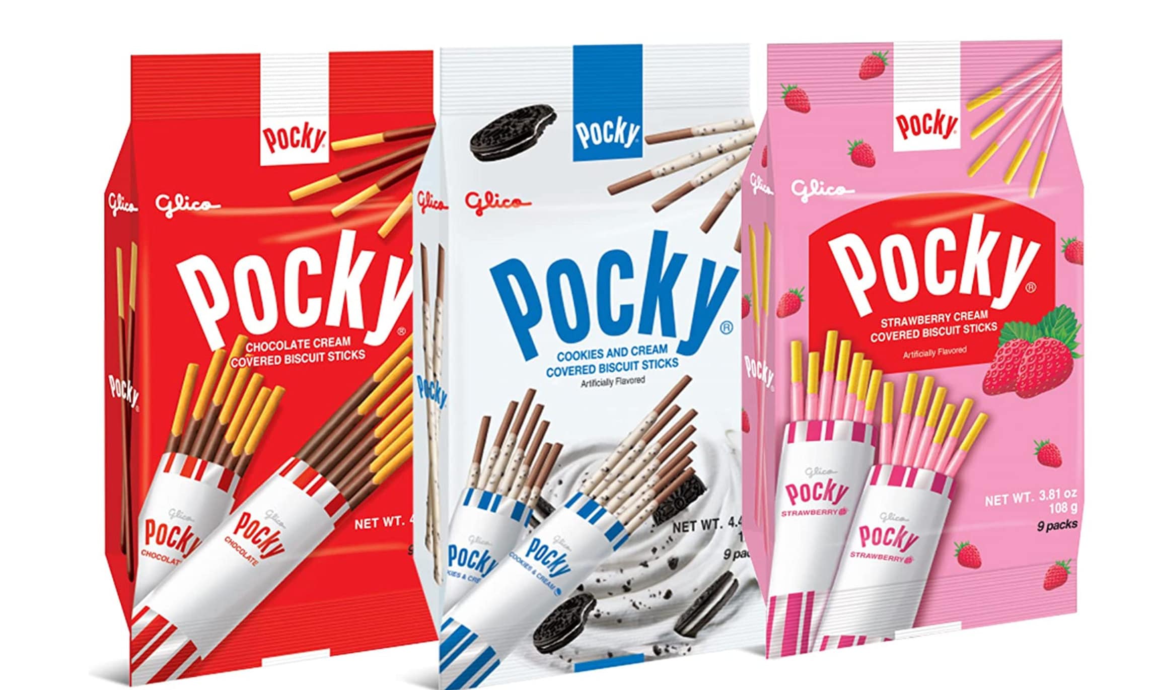 GLICO POCKY Family Three Variety Packs Strawberry Chocolate -  Portugal