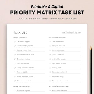 May include: A printable priority matrix task list with checkboxes for organizing tasks. The list is divided into four quadrants: Urgent & Important, Not Urgent & Important, Urgent & Not Important, and Not Urgent & Not Important. The date is Tuesday, 4th July 2024.