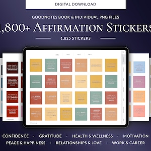 1,825 Digital Daily Affirmation Sticker Book for Goodnotes | High Quality Precropped PNG Stickers | iPad Planning Digital Stickers