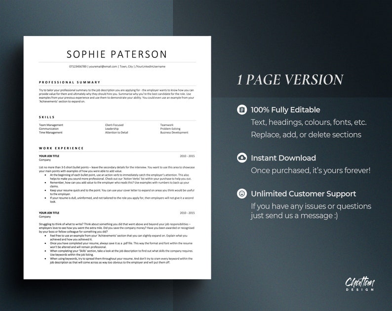 Classic ATS Optimized Resume Template Word, ATS Friendly CV Design, Basic Resume Experienced Professionals Corporate Jobs & Executive Roles image 2