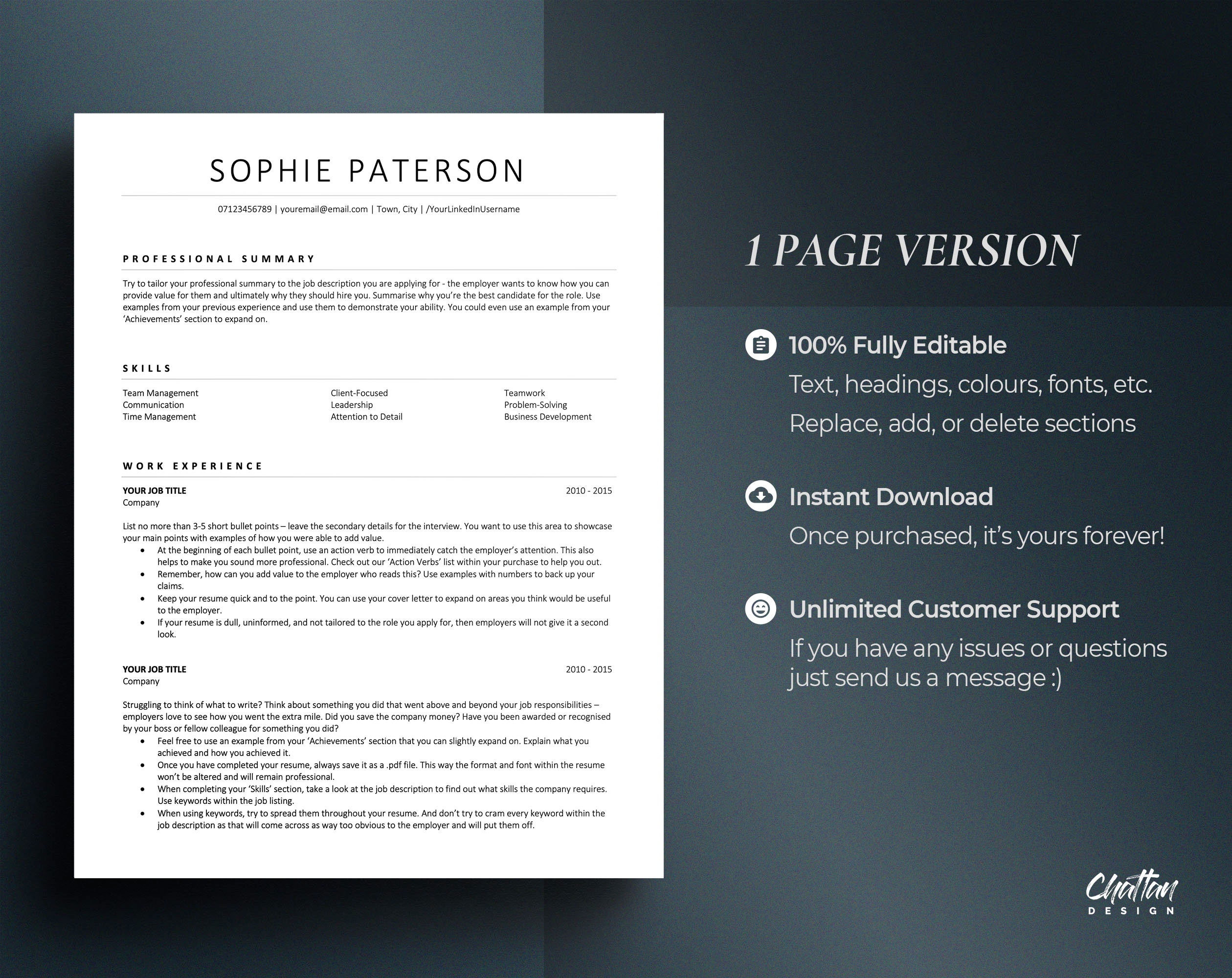 Classic ATS Optimized Resume Template Word, ATS Friendly CV Design ...
