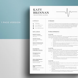 Student Nurse Resume Template for Ms Word & Mac Pages, RN Resume, Registered Nurse Medical Resume, New Grad Nursing CV, Medical Assistant CV image 2