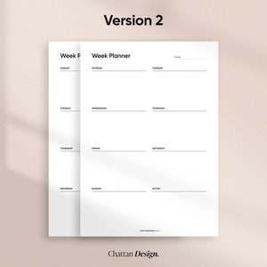 May include: A printable weekly planner with a simple design. The planner is divided into seven days of the week, with space for notes at the bottom.