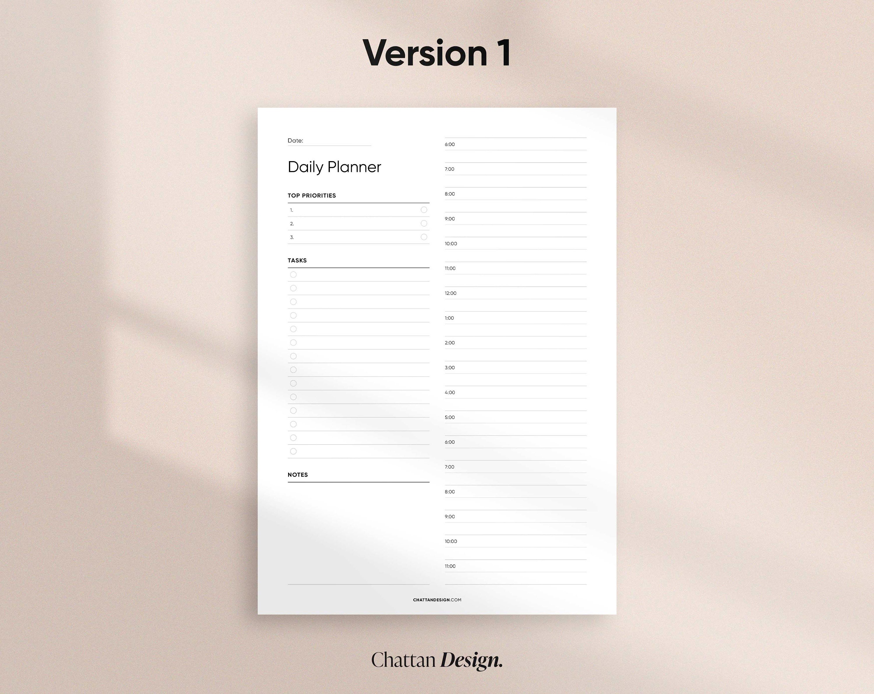 Daily Printable Planner Page Template, High Quality Print Day Planning ...
