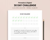 Daily Habit Tracker, 30 Day Goal Planner, Progress Journal, Printable & Fillable PDF, A4/A5/Letter/Half, Digital Download