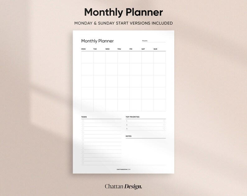 Printable Tue Daily, Weekly, Monthly Planning Printable Page Templates, Planner ...