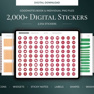Pre-cropped Digital Sticker Pack for Goodnotes & PNG Files, Digital Planning Stickers for iPad Digital Planners, Digital Sticky Notes
