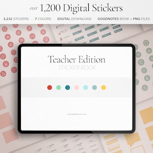 Leraar digitale stickers in PNG + Goodnotes stickerboek | Notability Onderwijsstickerpakket | iPad digitale stickers voor leraren + school