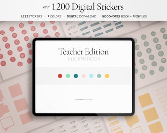 Teacher Digital Stickers in PNG + Goodnotes Sticker Book | Notability Teaching Sticker Pack | iPad Digital Stickers for Teachers + School