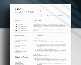 New Grad Nurse Resume Template, Nursing CV, Registered Nurse Resume for Word and Pages, RN Resume, Student Nurse Resume, Nurse Practitioner