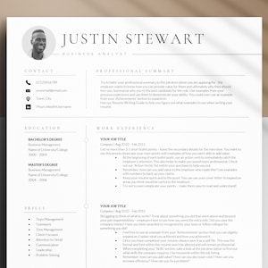 Plantilla de CV y carta de presentación con foto, plantilla de CV de 1 y 2 páginas para las páginas de Ms Word y Apple Mac, plantilla de CV moderna y ejecutiva
