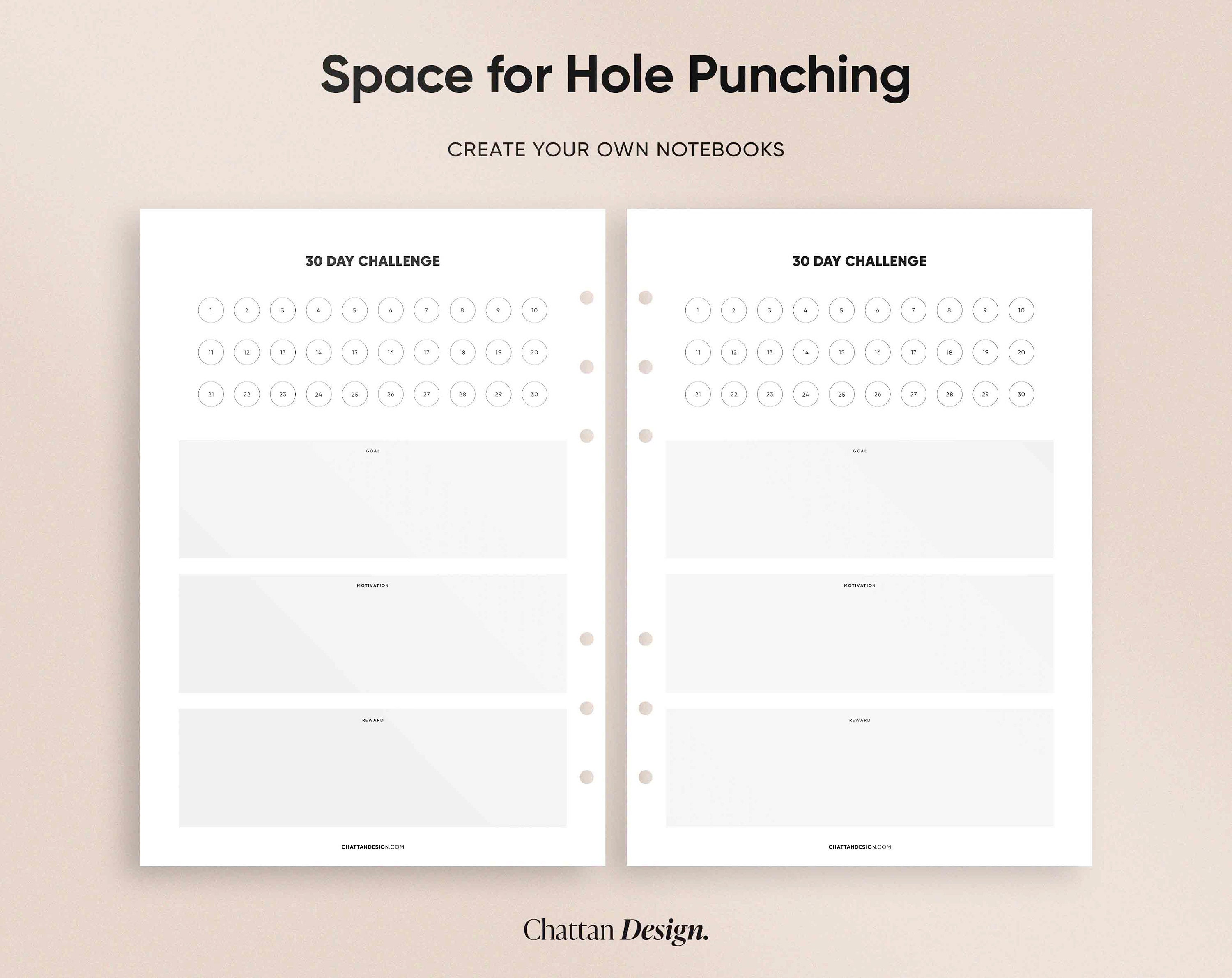 30 Day Challenge Printable Template, Fillable PDF Planner, Digital ...