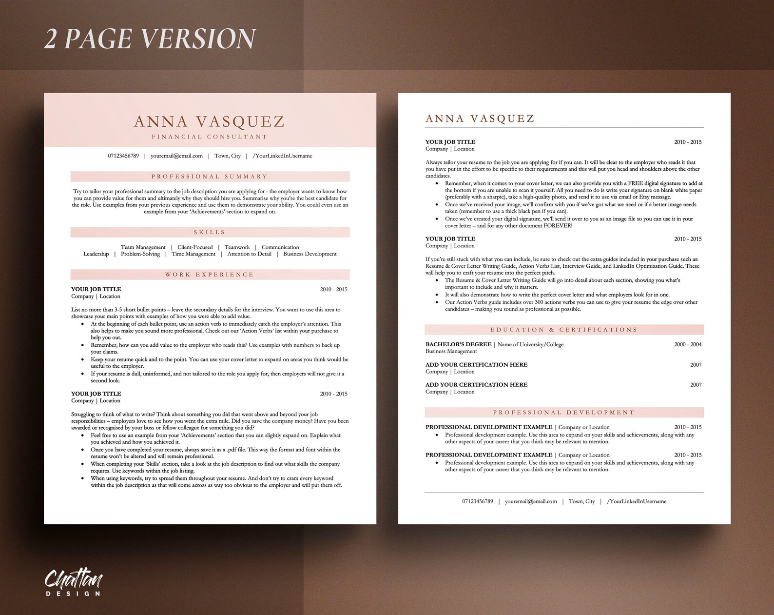 ATS Friendly Resume Template Optimized for Microsoft Word, Mac Pages ...
