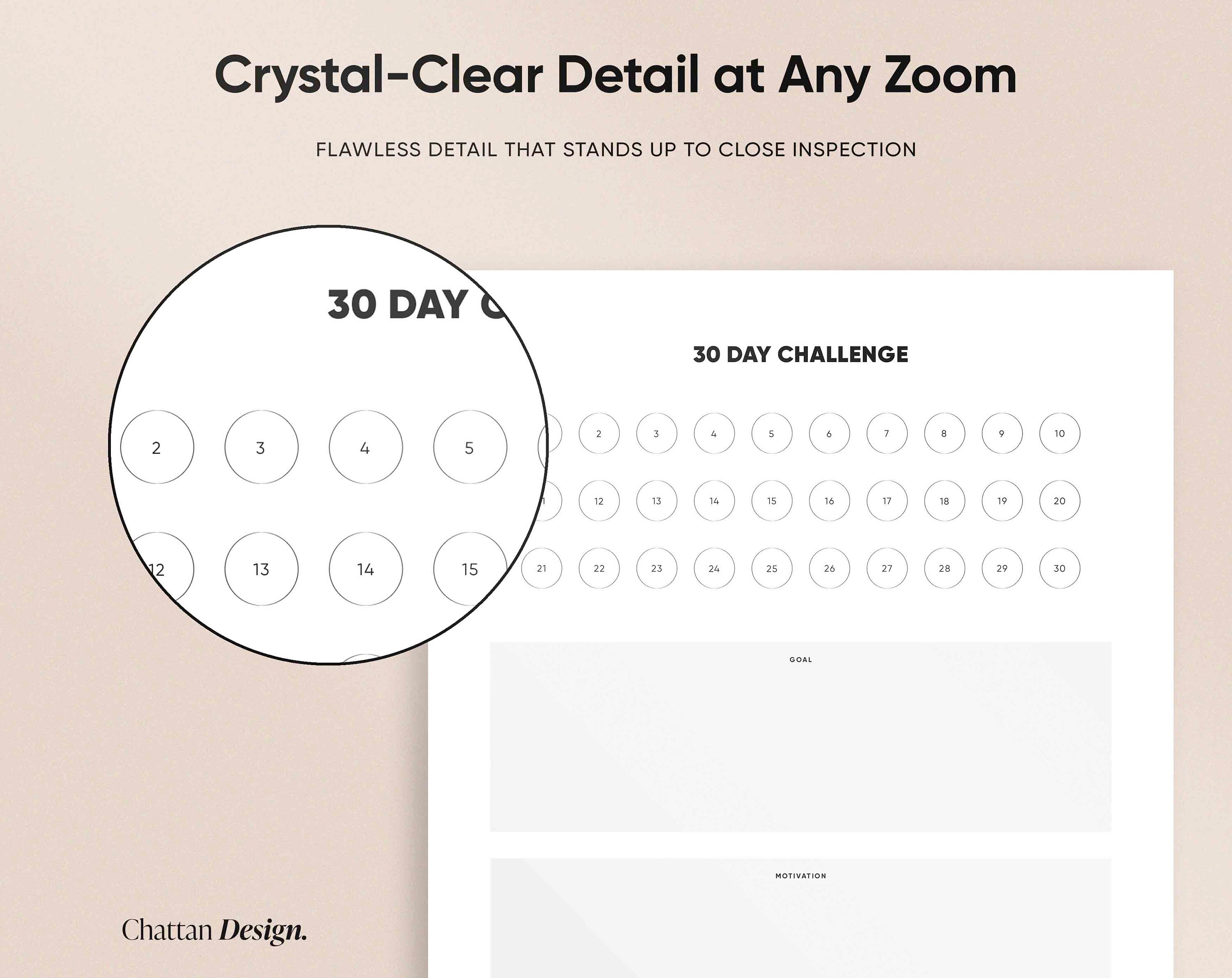 30 Day Challenge Printable Template, Fillable PDF Planner, Digital ...