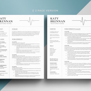Student Nurse Resume Template for Ms Word & Mac Pages, RN Resume, Registered Nurse Medical Resume, New Grad Nursing CV, Medical Assistant CV image 3
