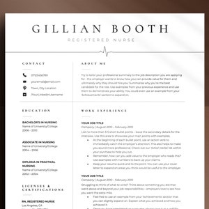 Nurse Resume Template for Student Nurse or Registered Nurse, RN Two & Three Page, Nursing Job Resume, Resume CV for Medical Professionals