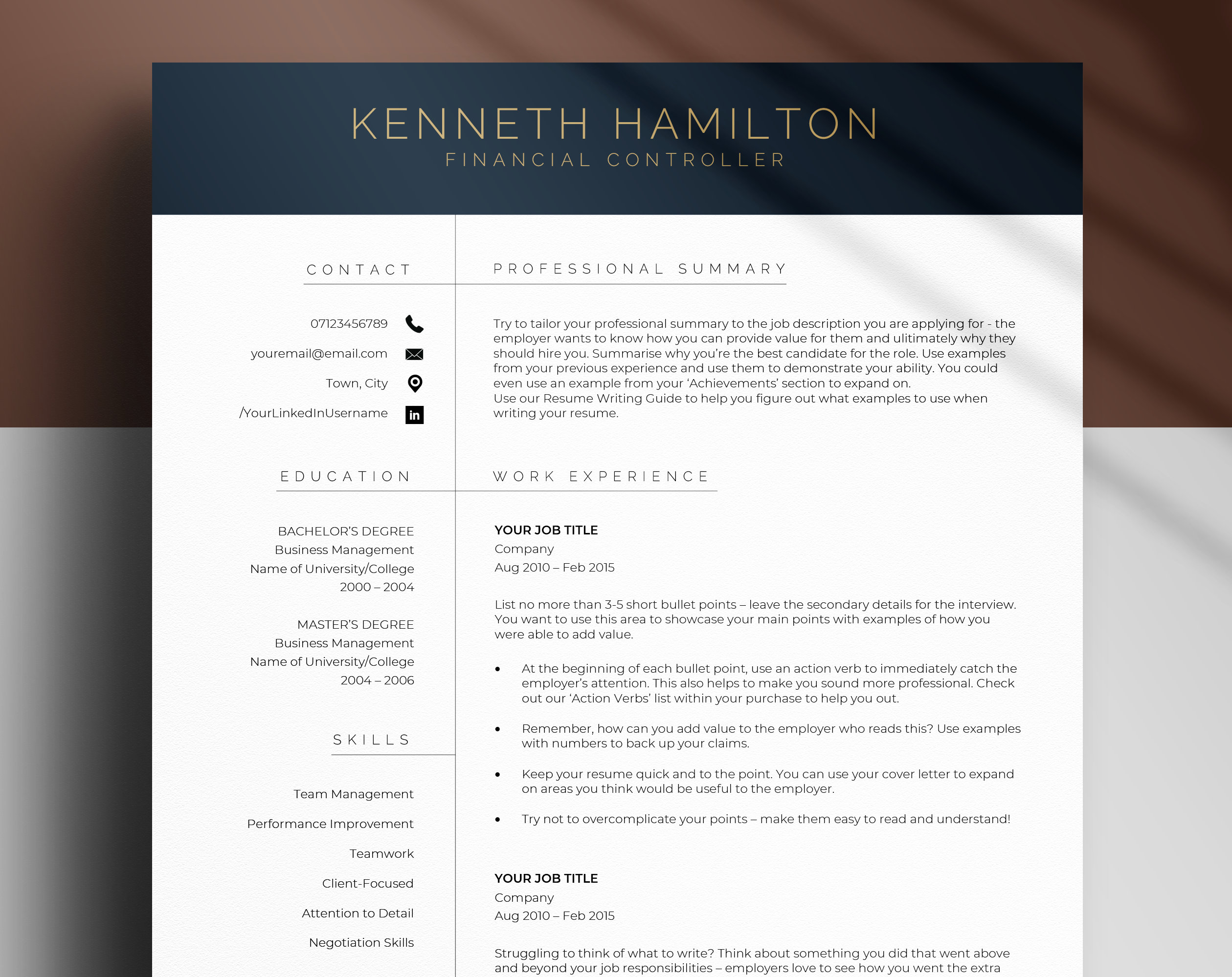 Executive Resume for Google Docs & Ms Word, Modern Resume, Google Docs ...