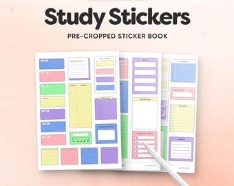 Study Stickers for Goodnotes, Student Digital Stickers, Pre-Cropped Sticker Book, School Planner Stickers, Homework Stickers