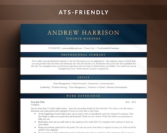 Professional ATS Resume Template, Clean Basic Modern Letterhead For Microsoft Word, Apple Pages, & Google Docs in A4 and US Letter Formats