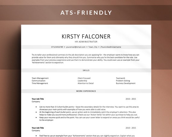 ATS Optimized Resume Template for Ms Word, Modern CV Template Medical Job Roles, Professional Resume Template, Minimalistic Simple Design