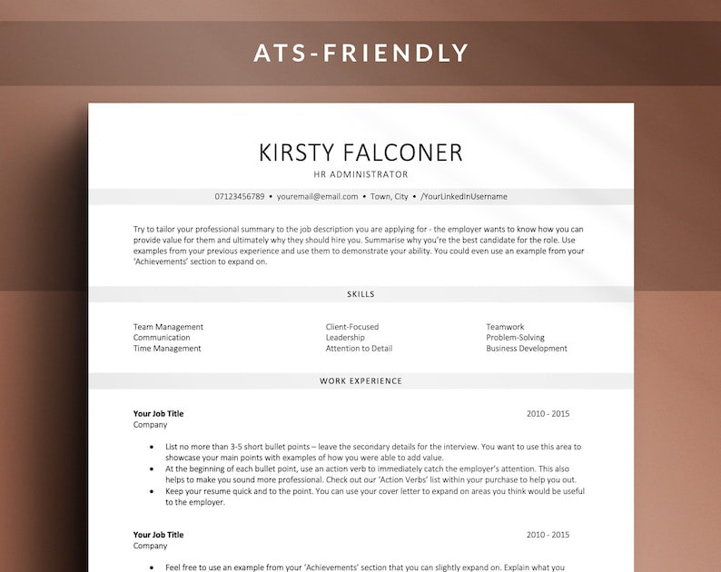 ATS Optimized Resume Template for Ms Word, Modern CV Template Medical Job Roles, Professional Resume Template, Minimalistic Simple Design image 1
