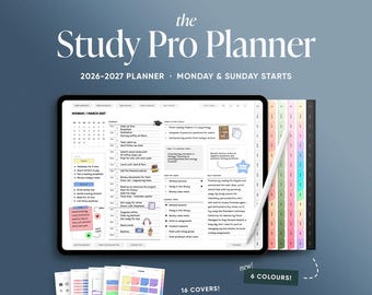Study Pro Planner for Goodnotes, 2026-2027 Mid-Year Study Planner, Academic Planner, Homework, Notes, Student Calendar, Study Sticker Pack
