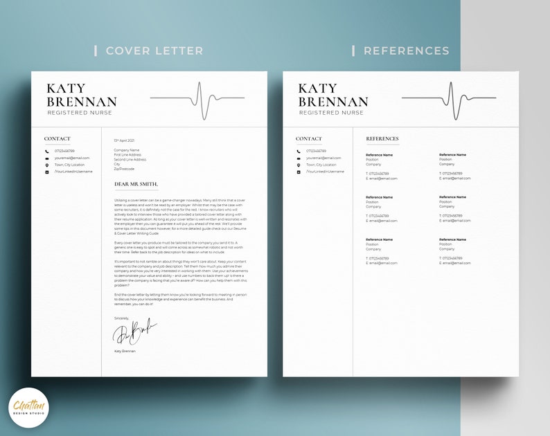 Student Nurse Resume Template for Ms Word & Mac Pages, RN Resume, Registered Nurse Medical Resume, New Grad Nursing CV, Medical Assistant CV image 4